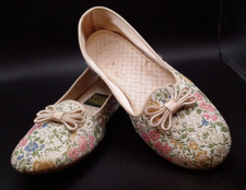 VTG DANIEL GREEN MIDCENTURY SLIPPERS  ORIG. BOX Brocade Tapestry Floral Size 6