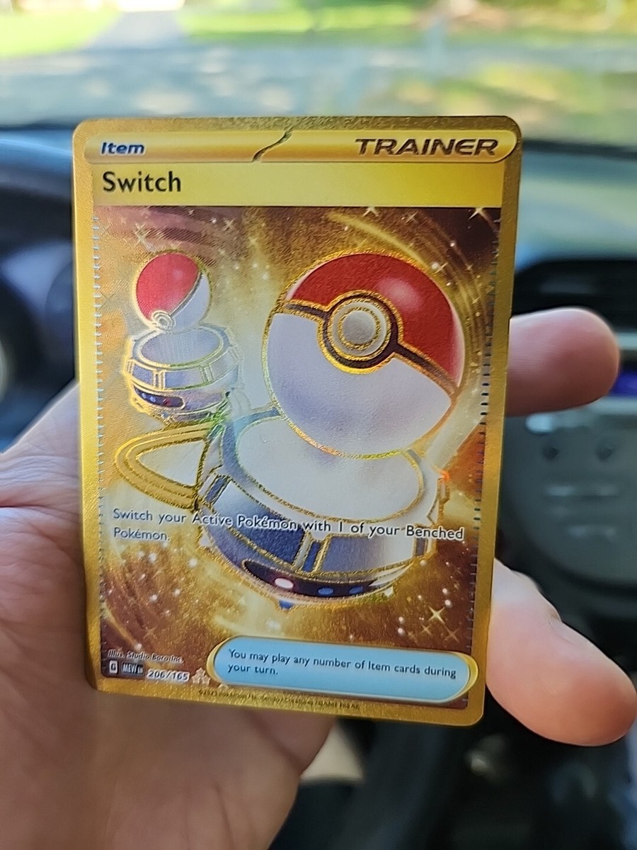 gold trainer switch pokemon card Switch Trainer 206/165 Holofoil Gold Secret Card- Scarlet & Violet 151  Pokémon