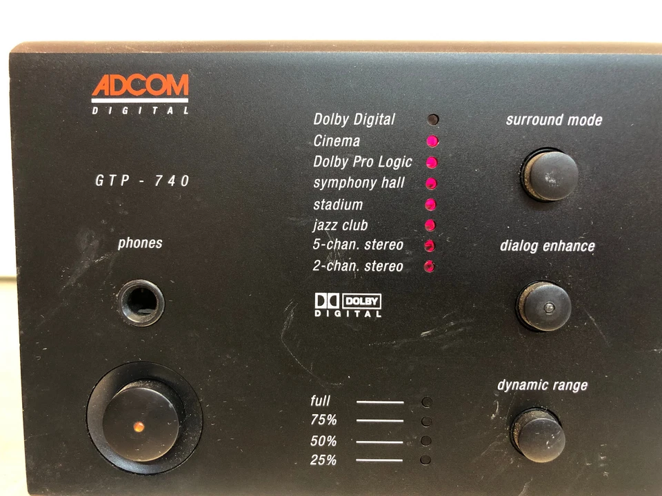 ADCOM Digital GTP-740 AC-3 Tuner/Preamplifier - Needs Repair - Turns On - Used - Image 2 of 4