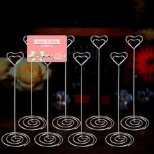 12 Pcs Heart Pattern Table Number Holders Photo Stand Note Memo Clips Iron