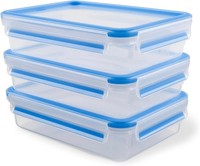 Emsa 515645 Clip & Close Frischhaltedosen | 3-Teiliges Set | 3 X 1,2 L | Blau