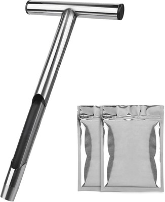 12 Inch Soil Probe, Stainless Steel Soil Sample Probe with 2 Bags, T-Handle