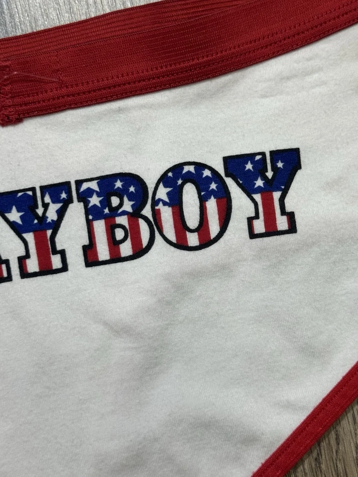 Calzoncillos Ropa Interior Y2K Vintage Playboy Cabeza de Conejo Bandera EE. UU. Talla S Foto 4 de 4