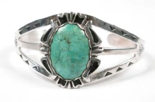 1960s Era Sterling Maisels Albuquerque NM Turquoise Native American Cuff, 22.3g