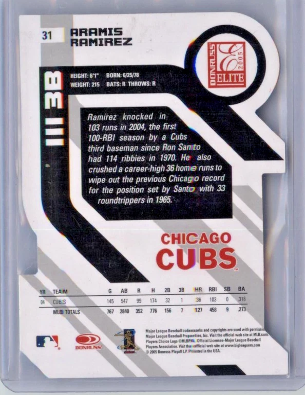 2005 Donruss Elite Aspirations Aramis Ramirez #31 41/84 CHICAGO CUBS - Image 2 of 2