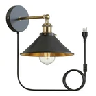 Adjustable Industrial Plug-In Wall Light Head Metal Cone Shade E26 Lamp