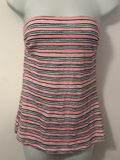 Papaya Strapless Bandeau Top Pink Stripe Boob Tube Summer Size 10 Festival