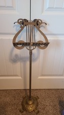 Vintage Brass/Metal Lyre Harp Shaped Footed Music Stand