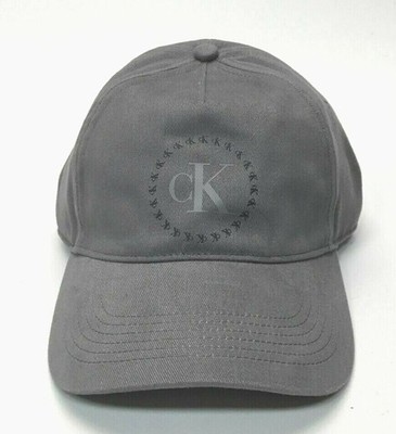 Calvin Klein Mens Adjustable Monogram Logo Cap in Gray One Size
