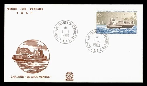 DR WHO 1983 FRENCH ANTARCTIC FSAT FDC LE GROS VENTRE SHIP CACHET w29405
