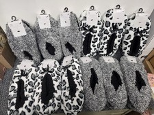 12 X West Loop Women's Gray Fuzzy Slipper Socks - 2 sizes - total 12 sock pair