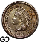 1863 Indian Head Cent Penny, Obverse Mint Rim Cud, BU++ Tough This Nice!