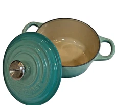 Le Creuset Cocotte Ronde 14cm Cool Mint Cast Iron Enamel USED