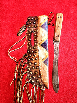 #ad Vintage Trade Knife with Tacked Parfleche Sheath $258.70