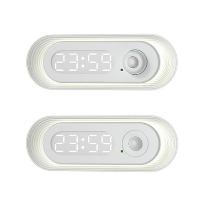 Motion Sensor Wall Clock Night Light USB Cable Bathroom Toilet Kitchen