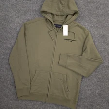 Abercrombie & Fitch Hoodie Mens M Olive Full Zip Spell Out New York Fleece NEW