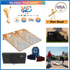 Regulation Size Wooden Cornhole Set with 8 Bags Carrying Case for Outdoor T...