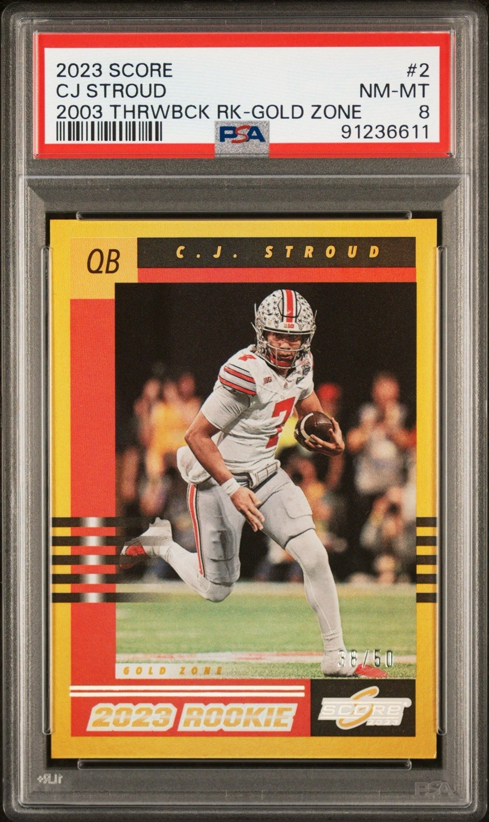 CJ Stroud Panini Score 2003 Throwback Rookie #2 Gold Zone