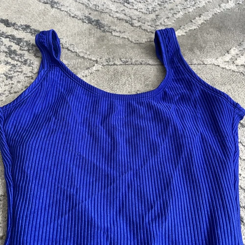 Vtg Catalina Swimsuit Sz 8 Navy Blue Ribbed One Piece Low Back High Cut 80s 90s - Picture 5 of 11