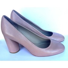 Donald J. Pliner Leather Faune Block-Heel Pumps in Blush Pink Size 7B