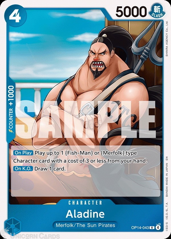 OP14-043 Aladine : Rare English One Piece TCG Card : OP14: The Azure Sea's Seven