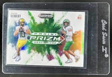 2025 Panini Prizm Draft Picks Bo Nix Justin Herbert Color Blast Duals SP #16