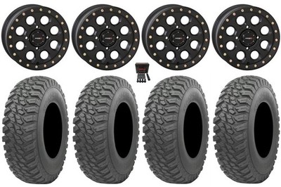 System 3 SB-7 14'' Wheels Black (4+3) 30'' Mongrel SQ Tires Can-Am Defender