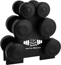12kg Dumbbell Set with Stand Rack 1?3kg Pairs Home Gym Fitness Weights -Unisex.