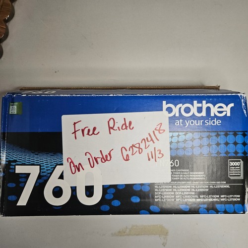 Brother TN760 High Yield Black Toner Cartridge Genuine OEM New Sealed Inner Bag