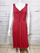 Torrid Super Soft Knits Womens Dress Sz 1 Pink Striped V-Neck Stretch Sleeveless