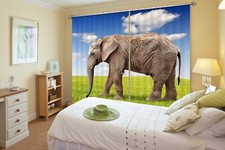 3D Lawn Elephant ZHUA3828 Animal Photo Curtain Window Blockout Fabric Amy 2023