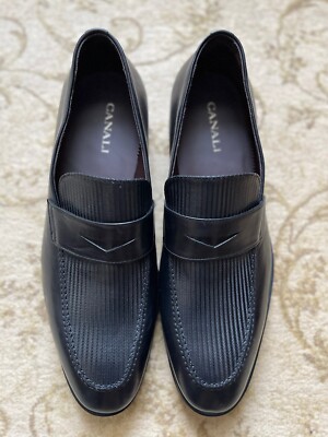 Canali Black Textured Penny Loafer Size US 13/EU 46 M Men main image 3