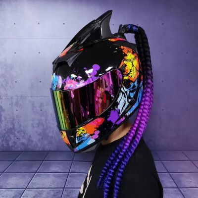 Full Face Motorcycle Helmet Washable Lining Dual Lens Racing Motocross Helmets