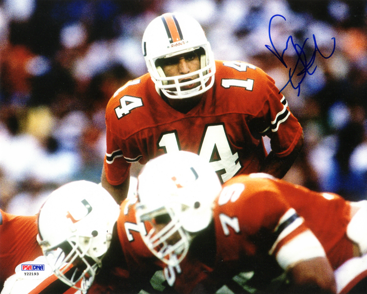 VINNY TESTAVERDE SIGNED AUTOGRAPHED 8x10 PHOTO UNIVERSITY OF MIAMI PSA/DNA 