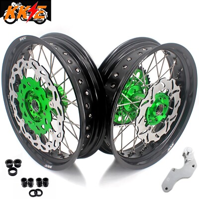 KKE 17'' Supermoto Wheels Set Fit Kawasaki 2006-2018 KX250F KX450F Motorcycle Rim