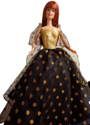 OOAK FASHION for BARBIE DOLL ~ BLACK w/ GOLD METALLIC STRAPLESS GOWN & WRAP  | eBay