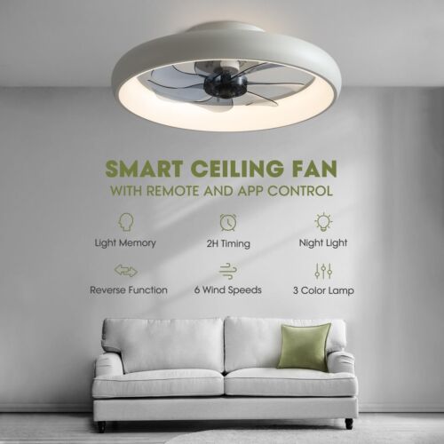 Ceiling Fans with Lights and Remote, 20'' Low Profile Flush Mount Ceiling Fan... - Picture 2 of 8