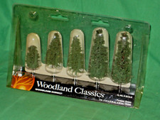  732 - 5-PC. MODEL RAILROAD TALL EVERGREEN TREES, SHRUBS, BUSHES- FOREVER GREEN