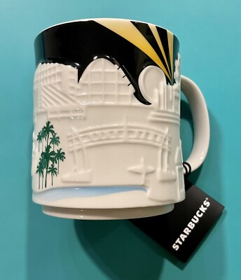 Starbucks GOLD COAST Australia  Relief Black White Mug 16oz