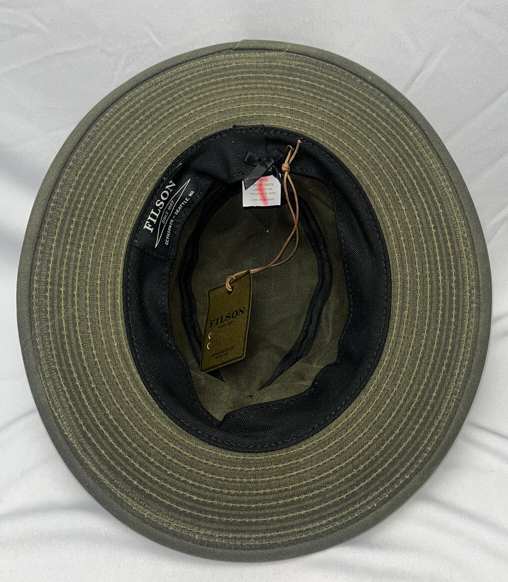 Filson Tin Cloth Packer Hat 11060015 Otter Olive Waxed Oil Finish Dark USA