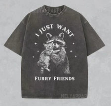 Sarcastic T Shirt Funny Quote Raccoon Cat Retro Meme Tee Humor Tee Vintage Style