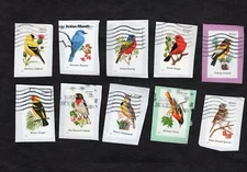 #4882-91 Songbirds Stamps, Used Se-Tenent Set of 10, Forever (49 cent) On Paper