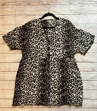 ASOS SZ 6 BROWN CHEETAH PRINT SHORT SLEEVE V-NECK BUTTON DOWN DRESS