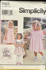 Simplicity 9465 Size 1/2-2 Dress sewing pattern