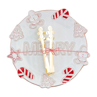 Mudpie - Merry Platter with Tongs - 40700721