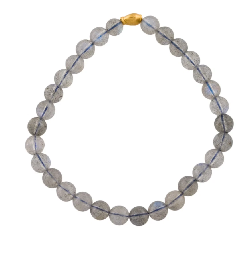 24K Gold 999 Gold Fish Charm Labradorite Bead Bracelet - Image 3 of 4