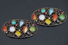 MUSI Vintage Filigree Multi Color Stones Shoe Clips
