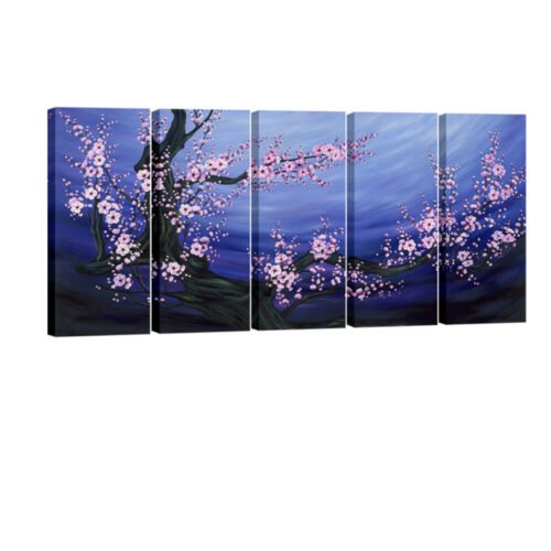 Canvas Prints Painting Picture Home Decor Wall Art Pink Floral Tree Blue Framed