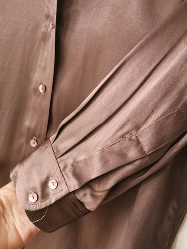 Camisa Blusa Top L'Agence Cuello en V Seda Color Sólido Manga Larga - Imagen 19 de 29