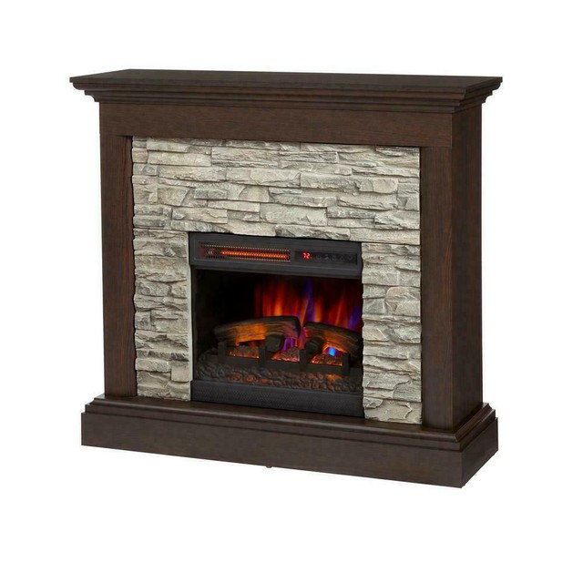 Highland 40 In Faux Stone Mantel Electric Fireplace Gray Fireplace Ideas